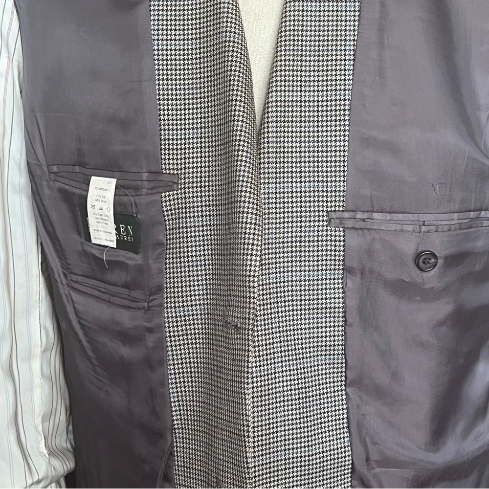 VTG Lauren Ralph Lauren Check Blazer/Jacket Gray SZ 42R Grandpa Preppy Retro - Picture 10 of 14